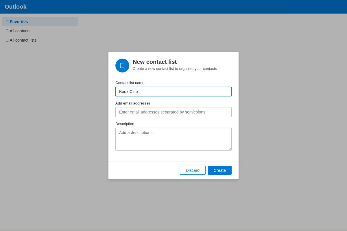 Creating a new Outlook contact list with members